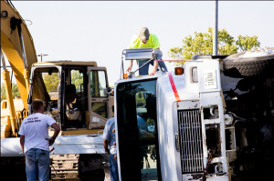 Two injured in boom truck accident