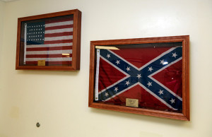 Sunset Lakes Elementary School in Miramar, Florida, has a "U.S. History" display with an assortment of flags in its hallways -- including a Confederate flag on Thursday, October 18, 2012. One upset parent has started a petition drive to have the Confederate flag removed. (Walter Michot/Miami Herald/MCT)