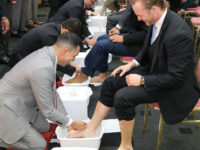 The Feet Washing Ceremony that takes place before the Passover Ceremony.