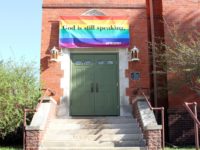 The doors of The Ames United Church of Christ, photo courtesy their website.