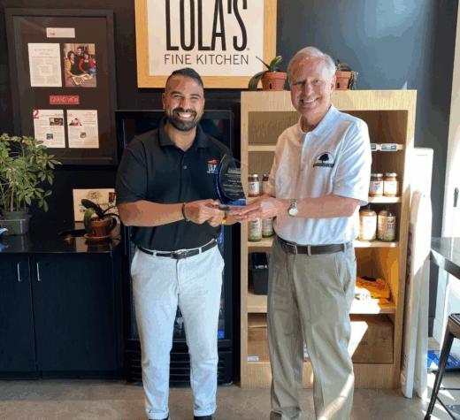 Taufeek Shah and DMACC President Rob Denson